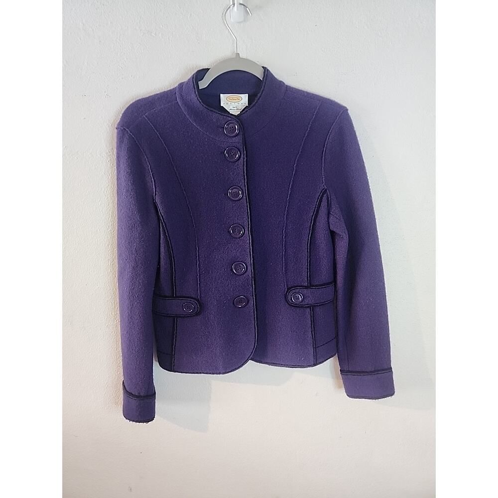 Talbots Petites Womens Sz Small Purple Merino Wool BBlazer Coat Jacket Preppy